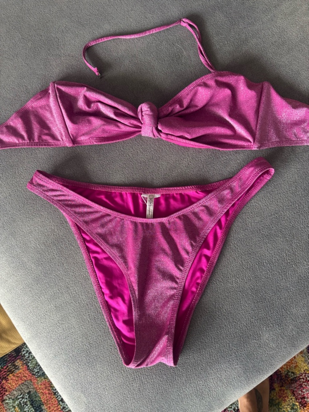 BCBGeneration Shimmer Fuchsia Bandeau Bikini Set